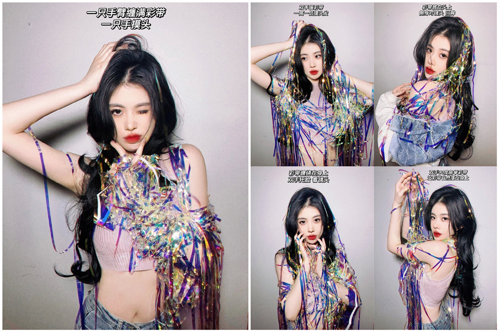 廣西南寧造型培訓(xùn)學(xué)校送你彩帶拍照姿勢(shì)教程