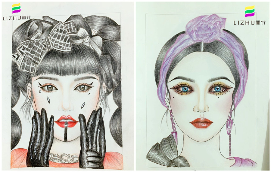 美人紙妝圖繪畫，南寧化妝學(xué)校排行前十作品
