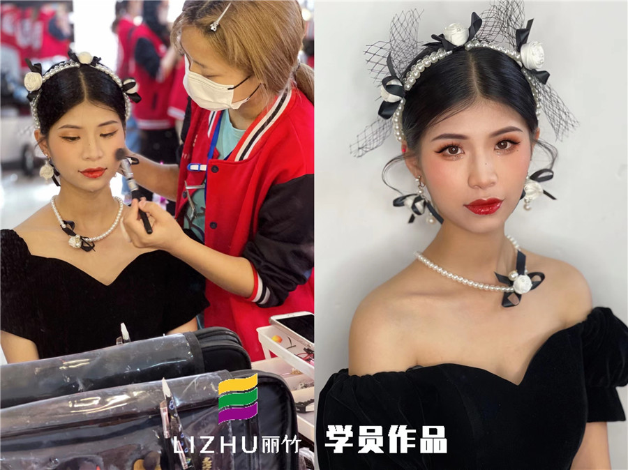 廣西美妝造型培訓(xùn)學(xué)校作品：輕復(fù)古造型、韓式披發(fā)新娘造型