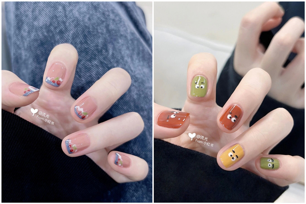 夏日涂鴉風(fēng)美甲分享，廣西網(wǎng)紅美甲培訓(xùn)推薦