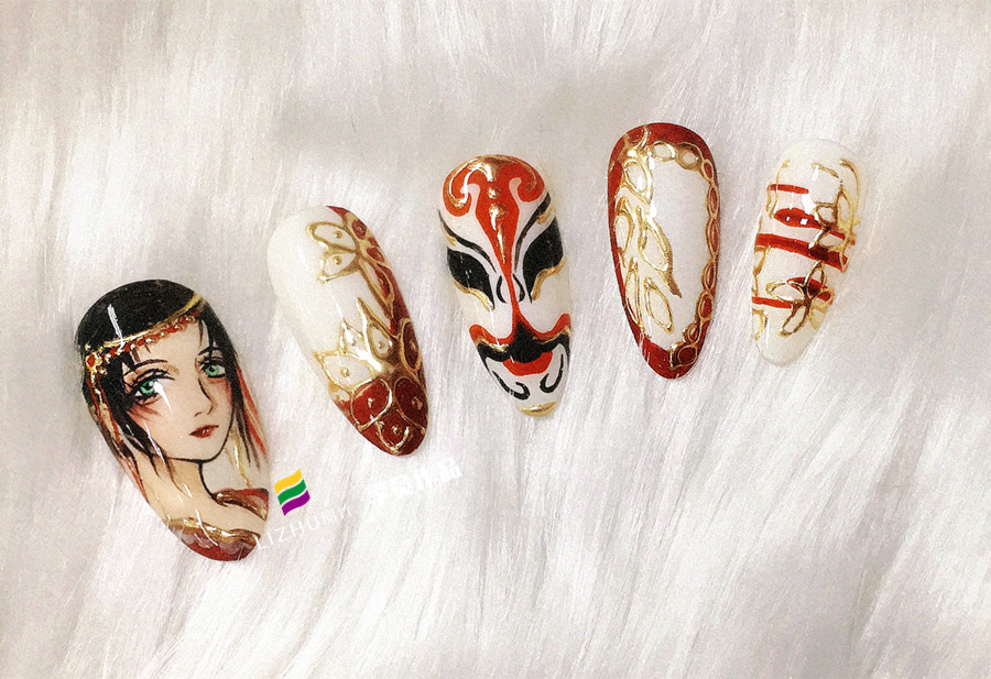 彩繪卡通美甲，廣西南寧美甲學(xué)校學(xué)員作品