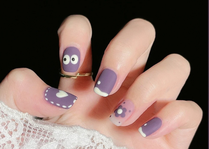 紫色美甲款式合集，?學(xué)美甲在麗竹分享