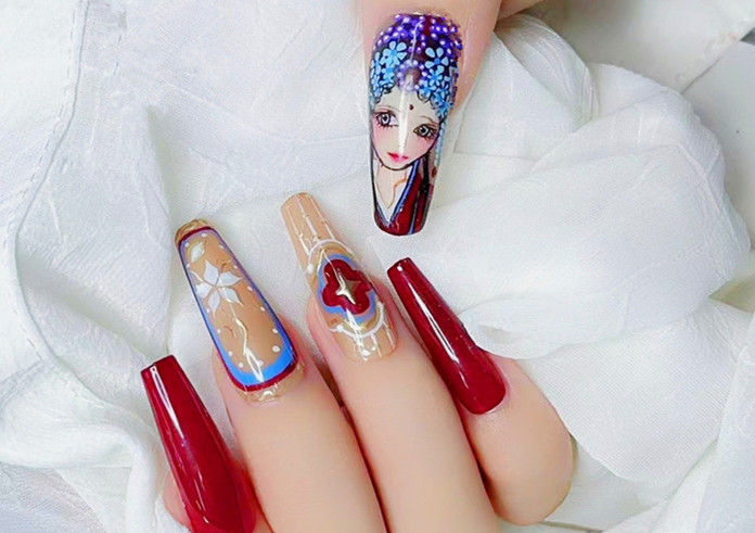 國(guó)風(fēng)美甲，南寧美甲造型培訓(xùn)班學(xué)員作品