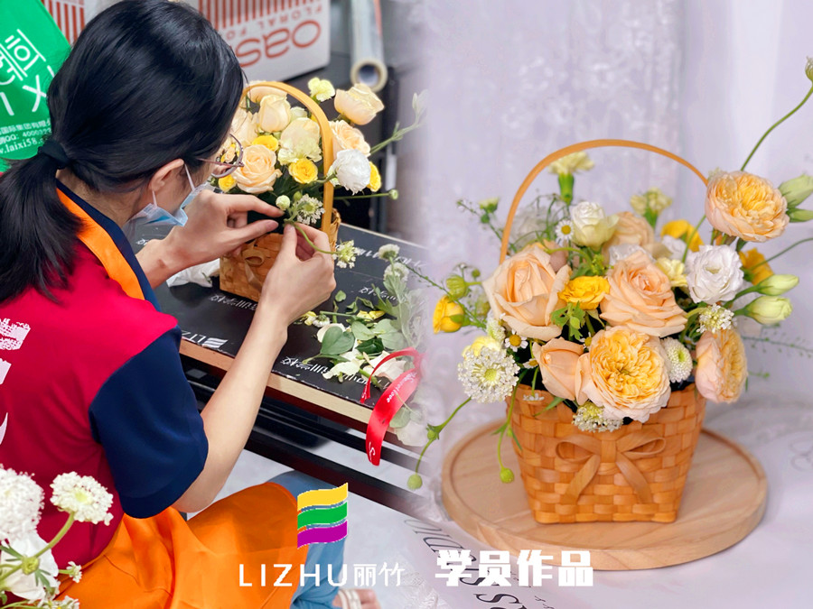 奶油系手提花籃特點，?廣西學(xué)花藝零基礎(chǔ)課程