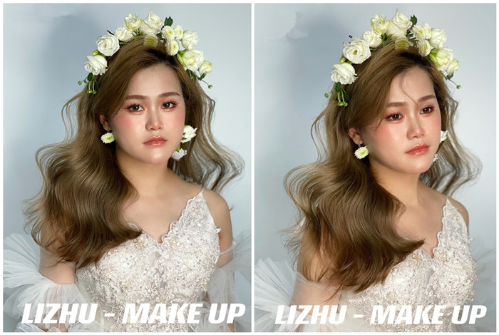 鮮花披發(fā)新娘造型，南寧新娘化妝進(jìn)修作品