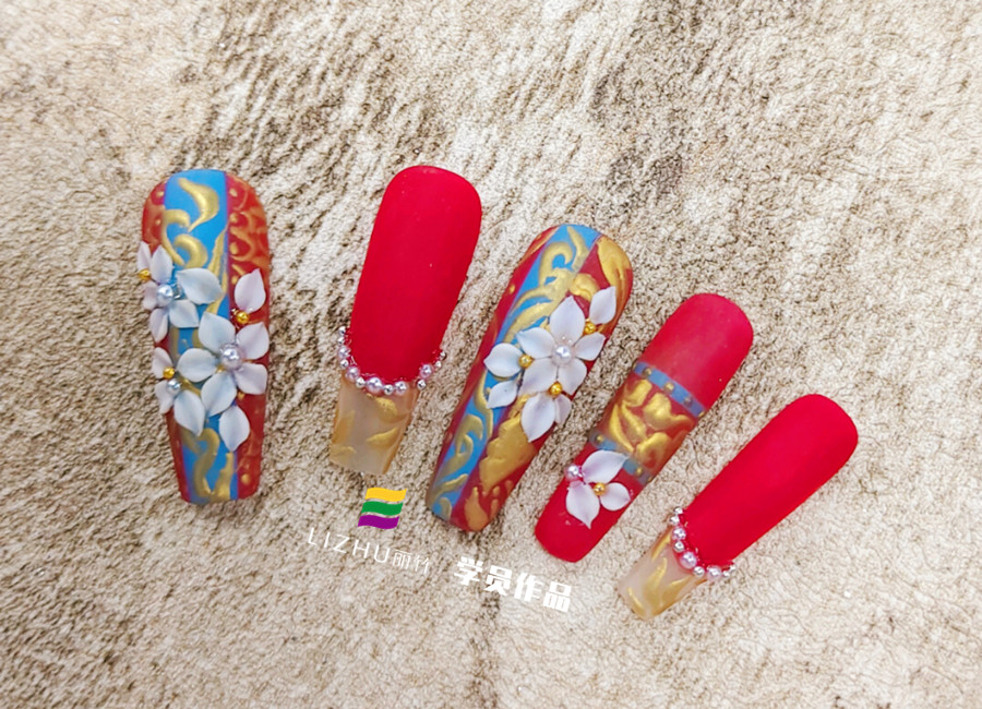 中式秀禾美甲，南寧美甲培訓(xùn)進(jìn)修班作品