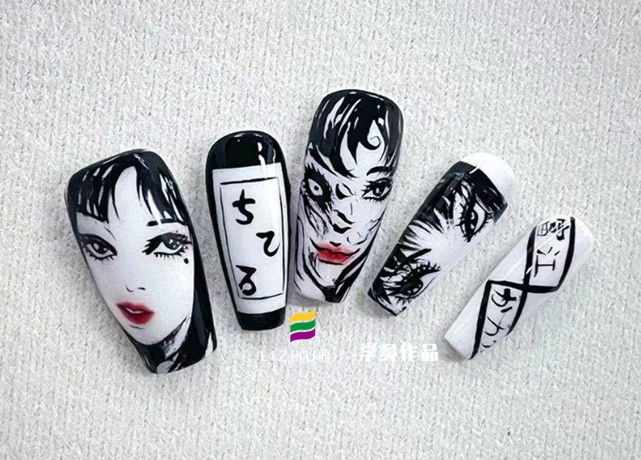 動漫《富江》美甲，廣西美甲實訓(xùn)作品