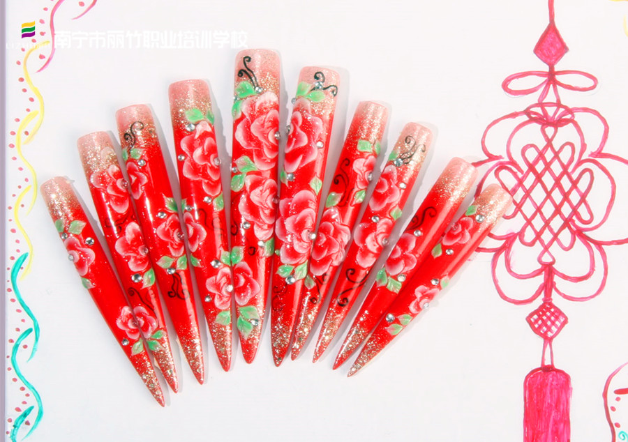新年美甲排筆彩繪，南寧美甲學徒必學款