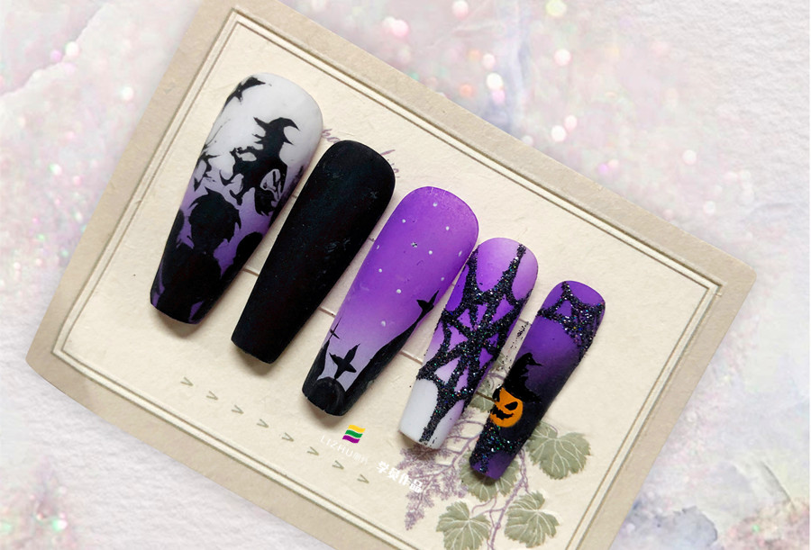 彩繪磨砂美甲&雛菊磨砂美甲，廣西學美甲款式