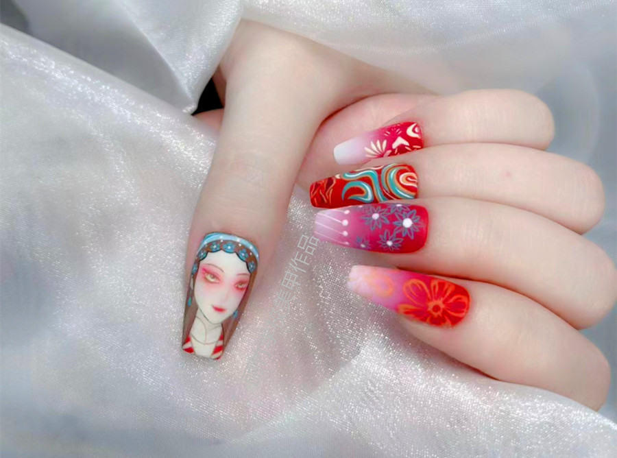 國風(fēng)花旦美甲，南寧美甲店推薦