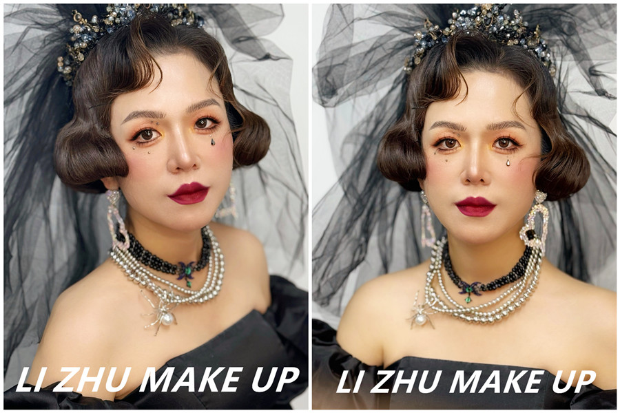 暗系朵拉造型，南寧培訓(xùn)化妝高彩作品