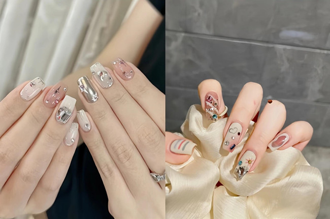 溫柔甜酷風(fēng)美甲，廣西美甲款式培訓(xùn)學(xué)校分享