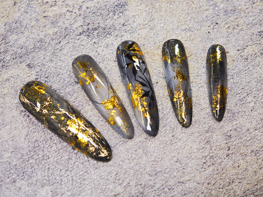 新中式竹林美甲，廣西美甲學(xué)校排名前十作品