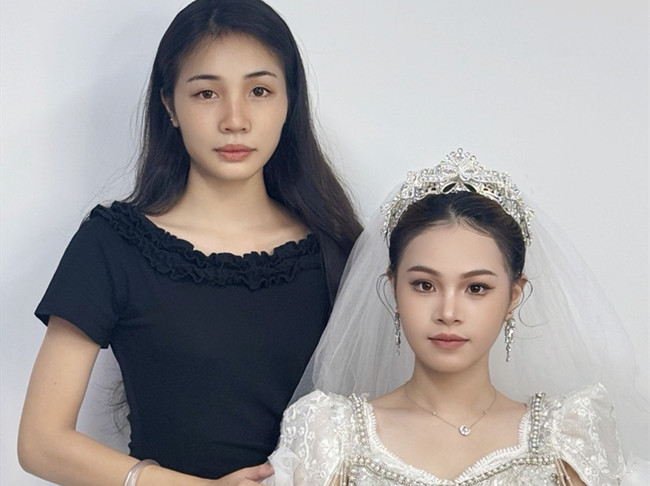 婚禮新娘造型，南寧化妝高彩班學員作品