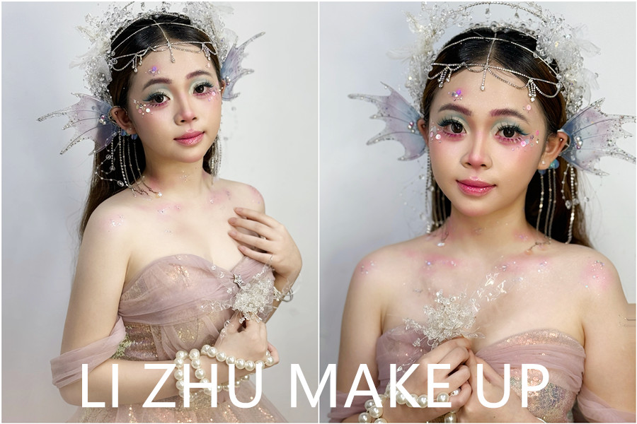 人魚妝造手法示范，南寧美妝專業(yè)學(xué)校課堂